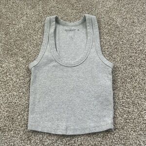 Gray Ribbed Tank Top